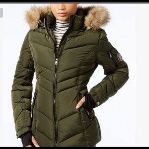 Super cute BROWN Madden Girl warm fur trim coat